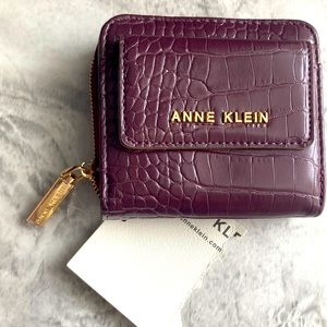 ANNE KLEIN Purple Croco FRENCH WALLET NWT